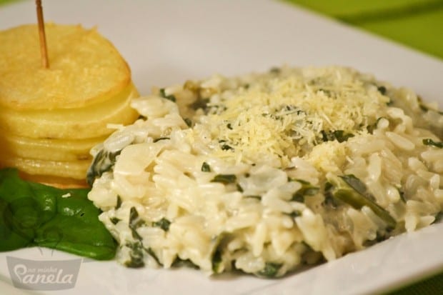 risoto de espinafre com batata no forno