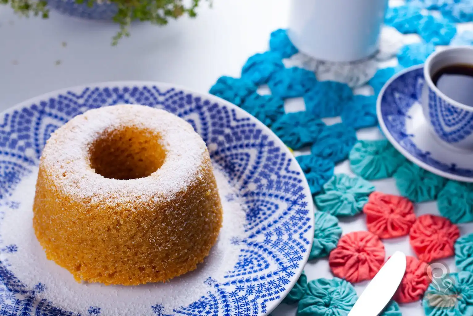 Bolo de fubá com leite de coco