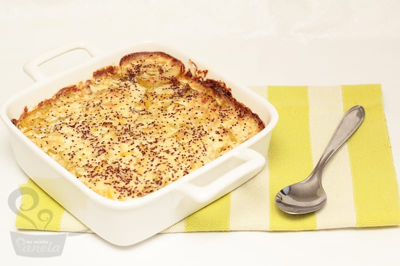 batata gratinada com creme de queijo e alho poró