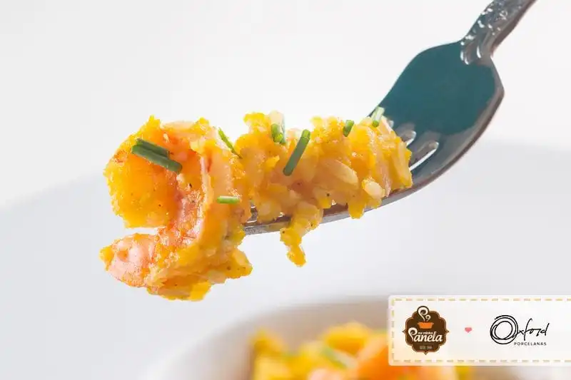 Risoto de camarão e abóbora