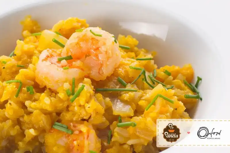 Risoto de camarão e abóbora