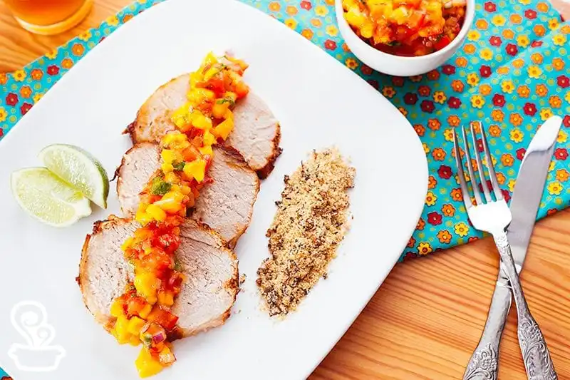 Lombo de porco com vinagrete de manga