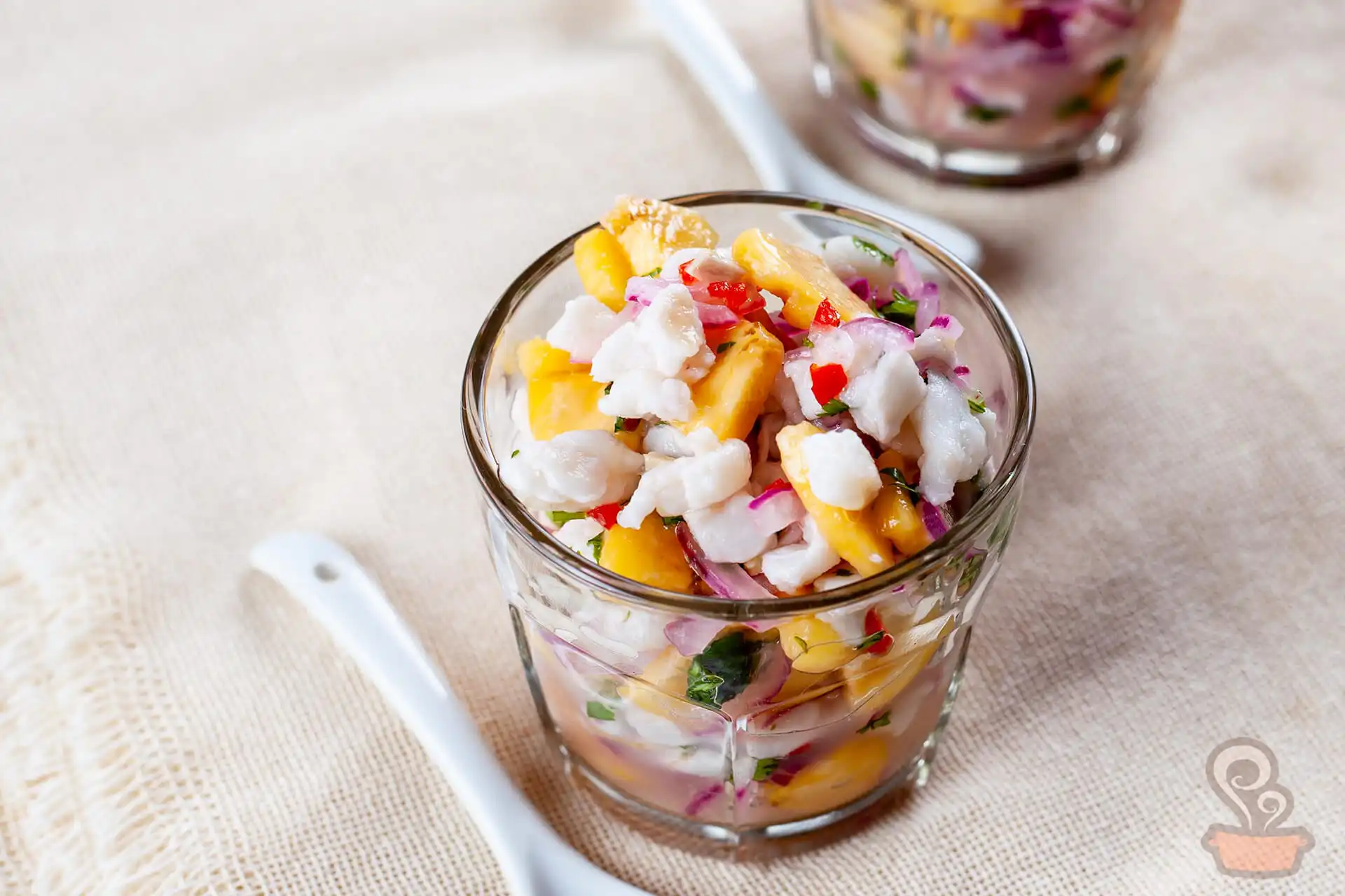 Ceviche de peixe e banana