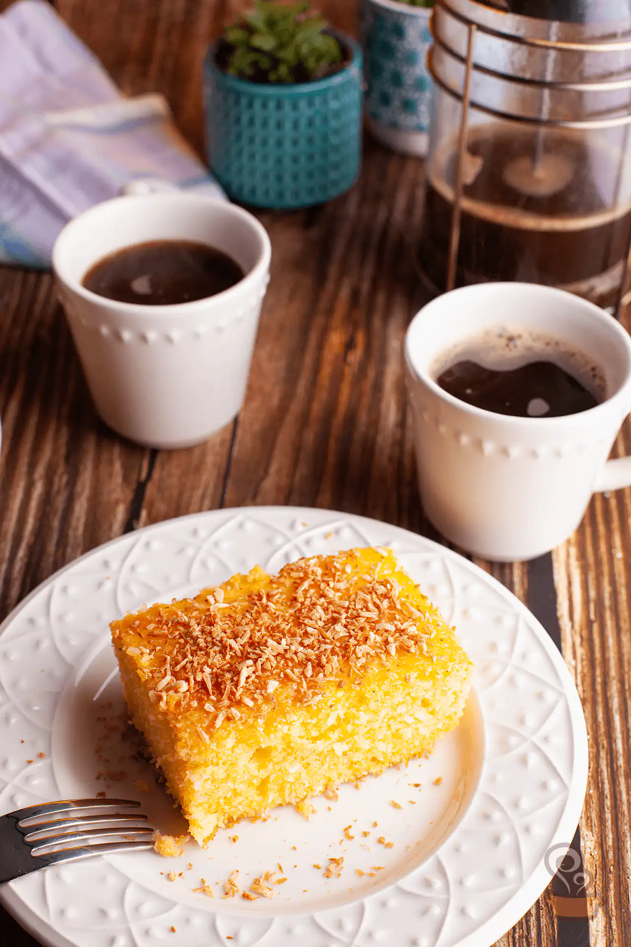 Bolo de fubá com coco
