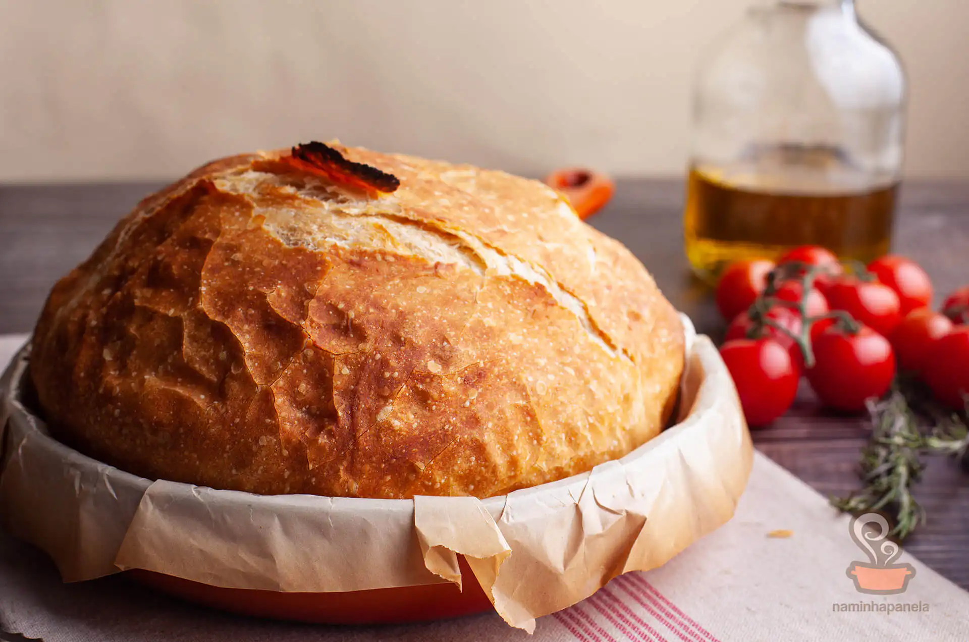 Pão caseiro sem sovar