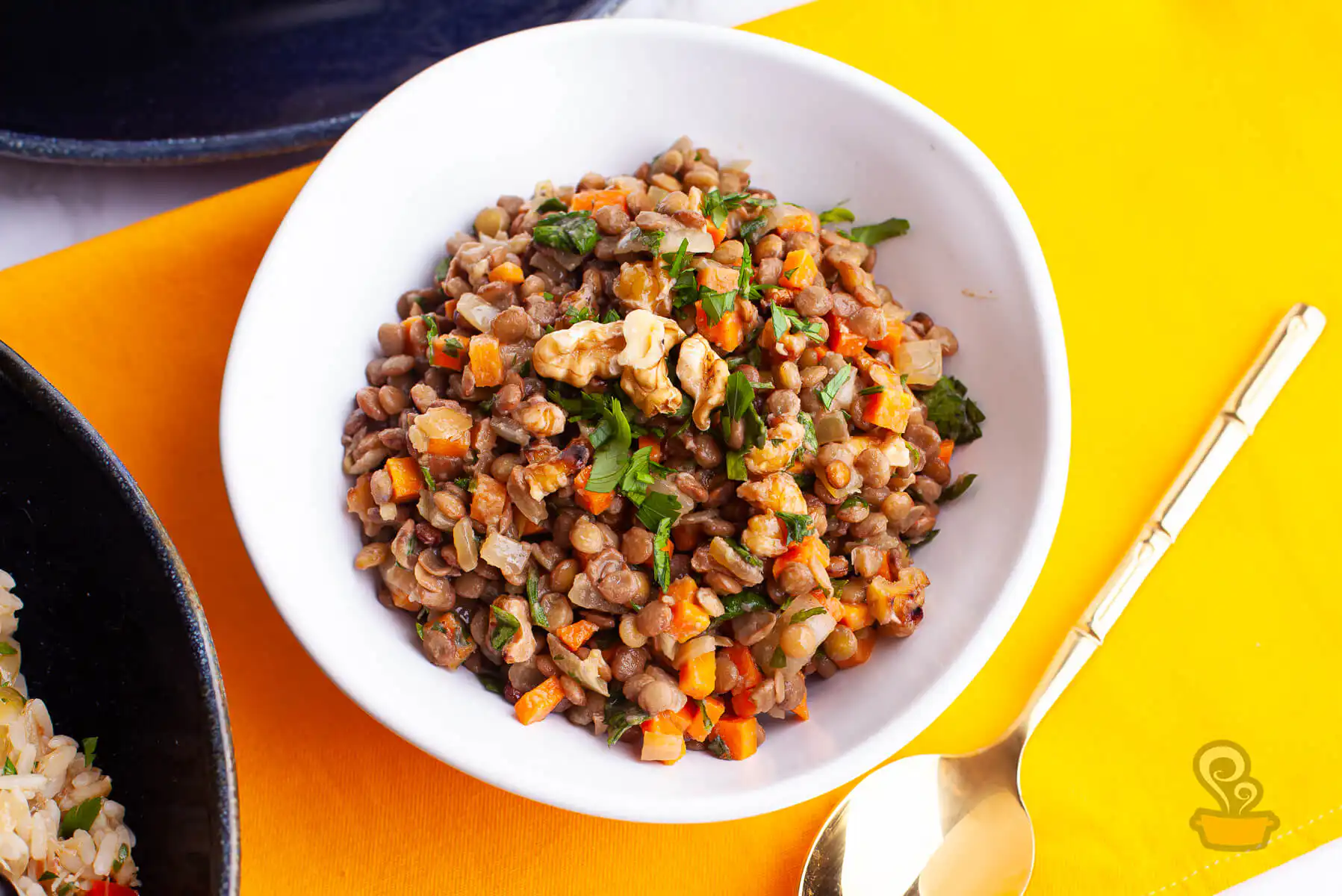 Salada de lentilha com nozes