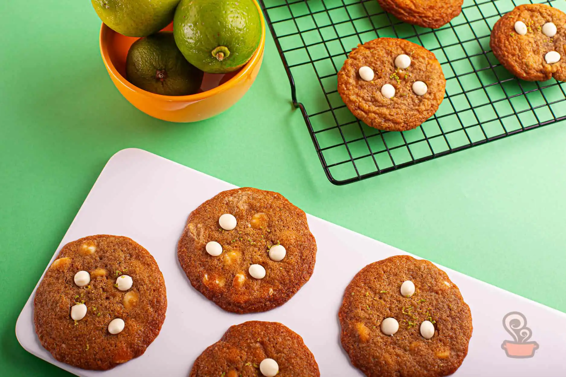 Cookies de chocolate branco e limão